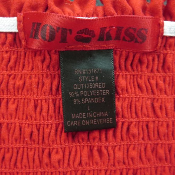 Lot 2 Smocked Lace-Up Front Crop Tops L Hot Kiss Love Tree L Red Yellow - Picture 3 of 7